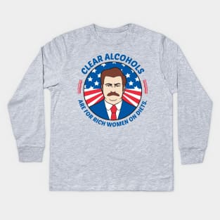 Clear Alcohols Are For Rich Women On Diets - USA Ron Swanson Kids Long Sleeve T-Shirt
